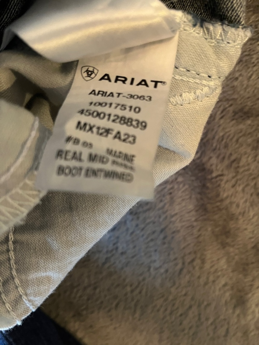 Ariat Women's Flared Midrise Boot Jeans in Dark and Medium Blue Wash - Picture 8 of 16